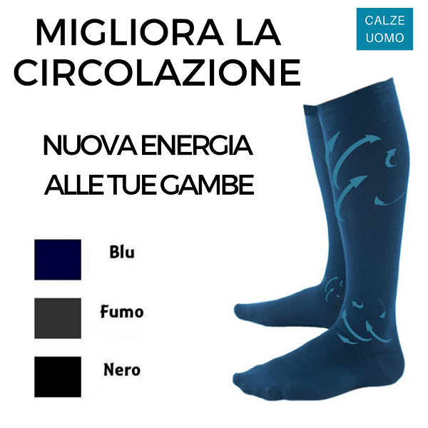 Offerta 3 paia | Calze Elastiche Uomo a Compressione Graduata Classe 1 - Gambaletto Contenitivo Uomo Cotone Microfibra Compressione Certificata mmHg 18