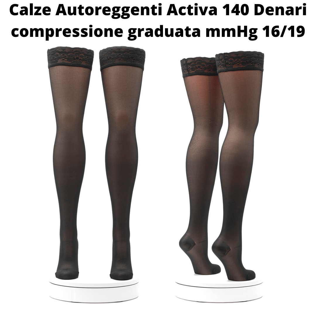 Calze autoreggenti 140 denari a compressione graduata forte
