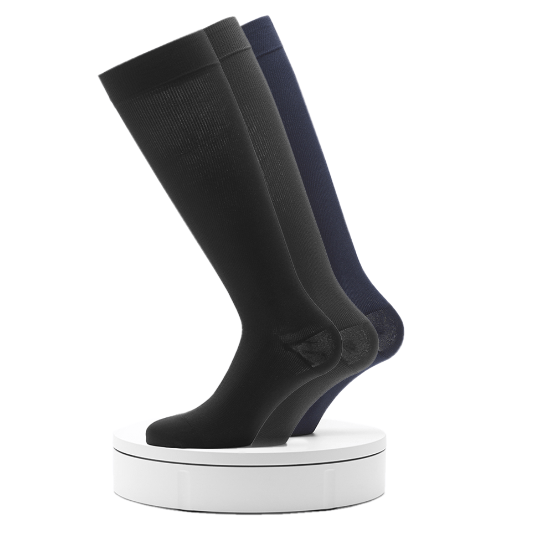 Offerta 3 paia | Calze Elastiche Uomo a Compressione Graduata Classe 1 - Gambaletto Contenitivo Uomo Cotone Microfibra Compressione Certificata mmHg 18