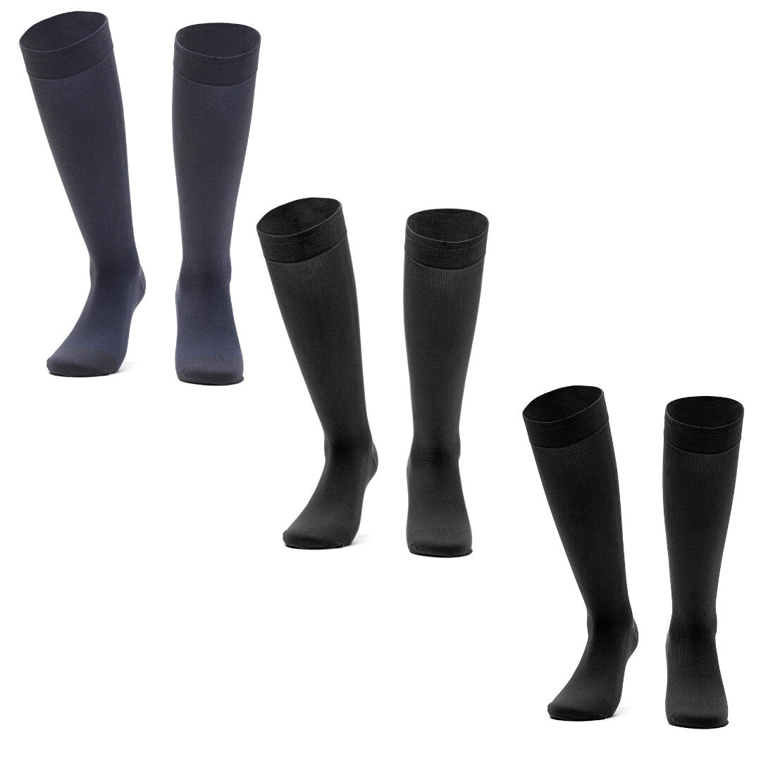 Offerta 3 paia | Calze Elastiche Uomo a Compressione Graduata Classe 1 - Gambaletto Contenitivo Uomo Cotone Microfibra Compressione Certificata mmHg 18