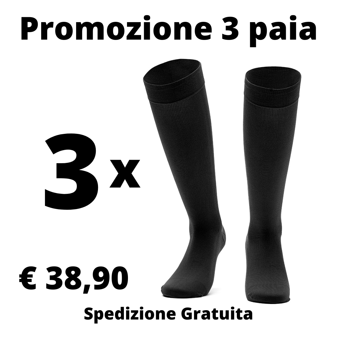 Offerta 3 paia | Calze Elastiche Uomo a Compressione Graduata Classe 1 - Gambaletto Contenitivo Uomo Cotone Microfibra Compressione Certificata mmHg 18