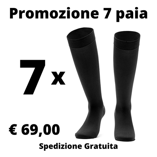 Offerta 7 paia | Calze Elastiche Uomo a Compressione Graduata Classe 1 - Gambaletto Contenitivo Uomo Cotone Microfibra Compressione Certificata mmHg 18