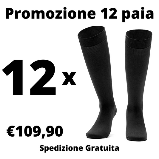 Offerta 12 paia | Calze Elastiche Uomo a Compressione Graduata Classe 1 - Gambaletto Contenitivo Uomo Cotone Microfibra Compressione Certificata mmHg 18
