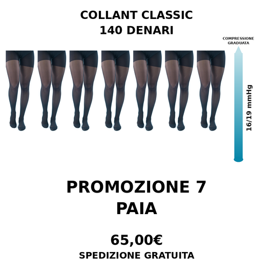 ACTIVA® Kit 7 Paia Collant 140 Denari compressione forte 16-19 mmHg un paio al giorno donna Made in Italy