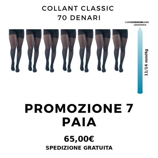 ACTIVA® Kit 7 Paia Collant 70 Denari compressione media 11-14 mmHg un paio al giorno donna Made in Italy