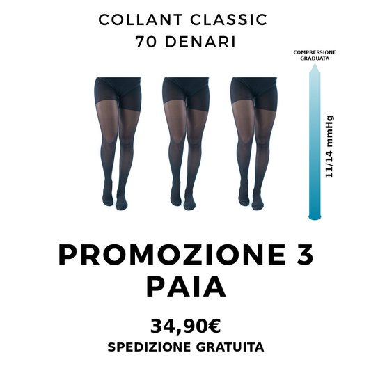 ACTIVA® Kit 3 Paia Collant 70 Denari compressione media 11-14 mmHg donna spedizione gratuita Made in Italy