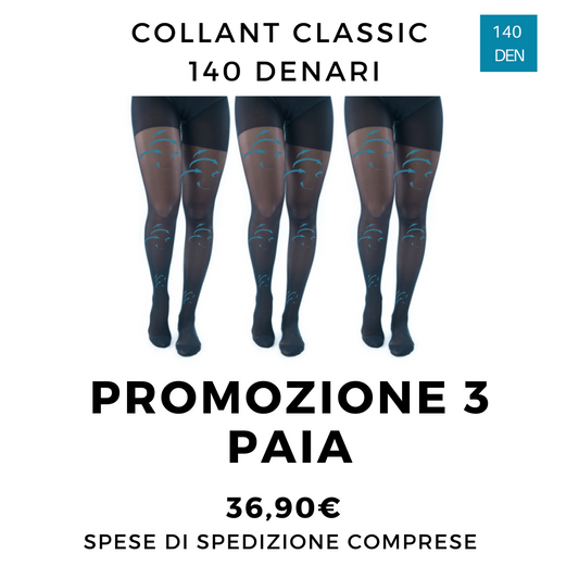 Promozione 3 paia | Collant Classic 140 denari - Calze elastiche compressione graduata curativa